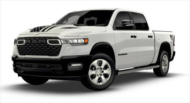 2026 RAM Ram 1500 RAM 1500 BIG HORN CREW CAB 4X4 5'7' BOX in Bright White Clear-Coat Exterior Paint — front three-quarter view
