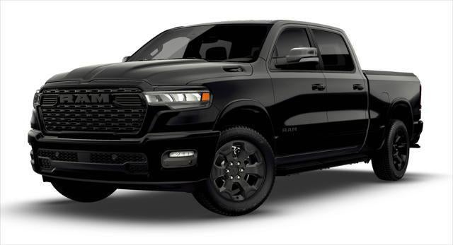 2026 RAM Ram 1500 RAM 1500 BIG HORN CREW CAB 4X4 6'4' BOX in Diamond Black Crystal Pearl-Coat Exterior Paint — front three-quarter view